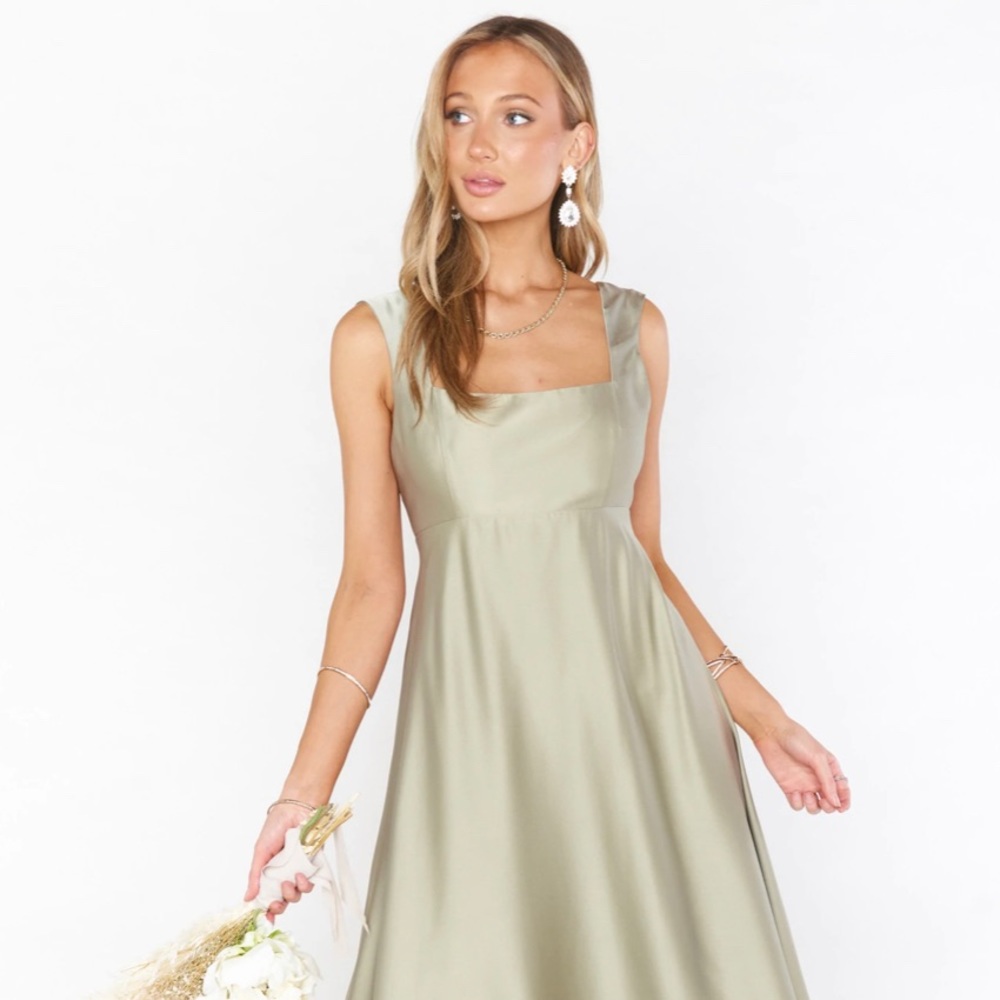 Show Me Your MuMu Madi Gown XS Moss Green Luxe Satin